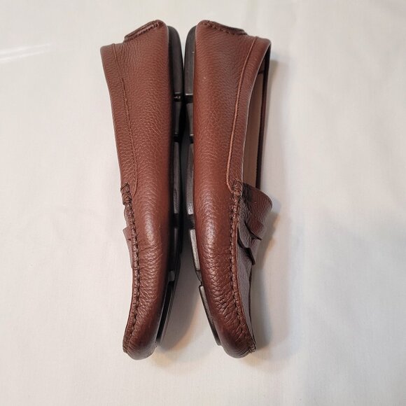 Salvatore Ferragamo Brown Leather Women's Driver Loafer Monogram Logo Flat 7.5 - Picture 7 of 14